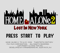 Home Alone 2 - Lost in New York (Europe) Title Screen